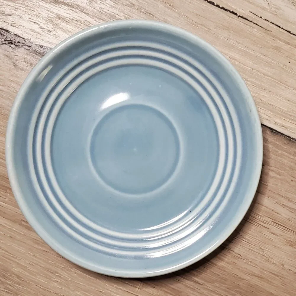 Set of 3 Genuine Vintage Bauer Pottery Ringware Saucers - Blue, Cobalt, Green